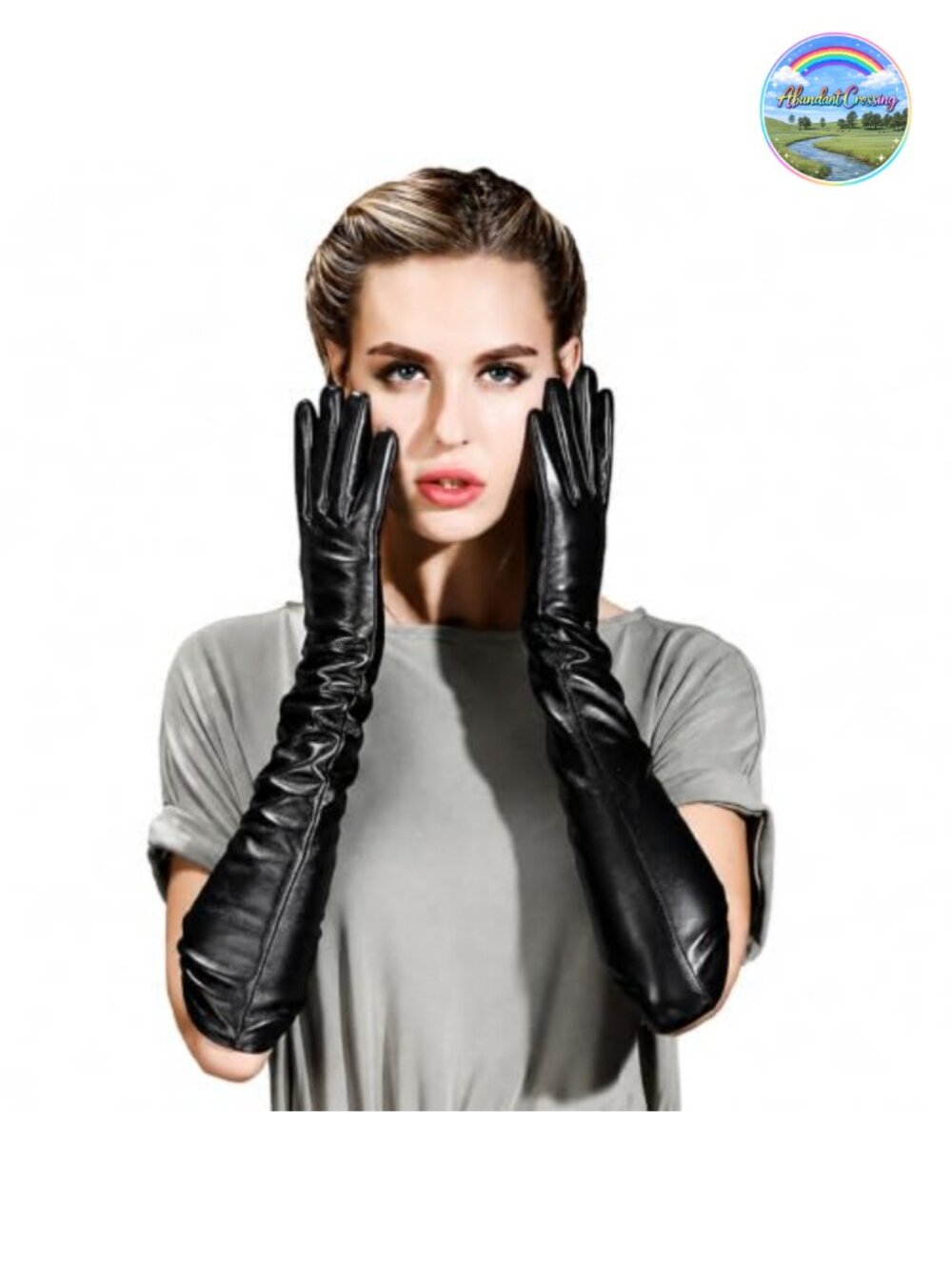 Genuine Sheepskin Leather Long Opera Gloves Touchscreen Fleece Lined Evening